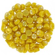 Czech 2-hole Cabochon beads 6mm Lemon Full Light AB